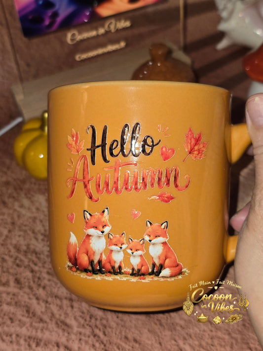 Mug Artisanal XXL Orange "Hello Autumn" Automne & Cocooning (400 ml) – Pièce unique Cocoon in Vibes