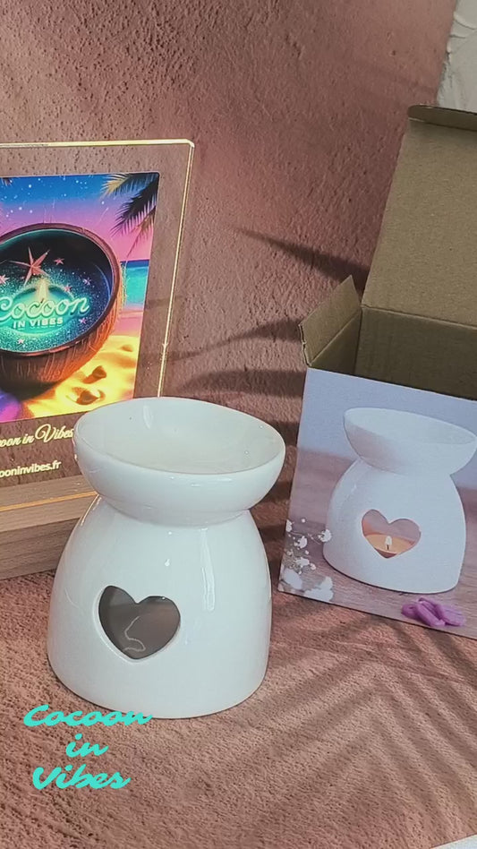Brûleur Cœur Blanc Éclatant – L’Amour en Lumière