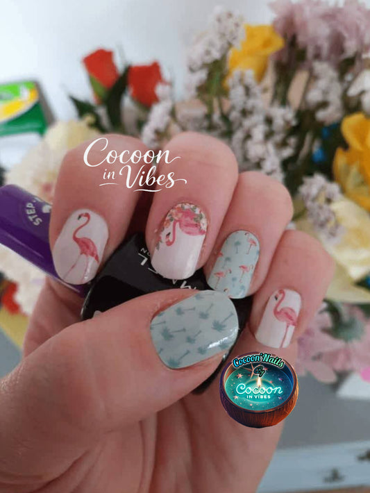 Cocoon’Nails Flamingo Palm – Vernis Autocollant Kit Complet