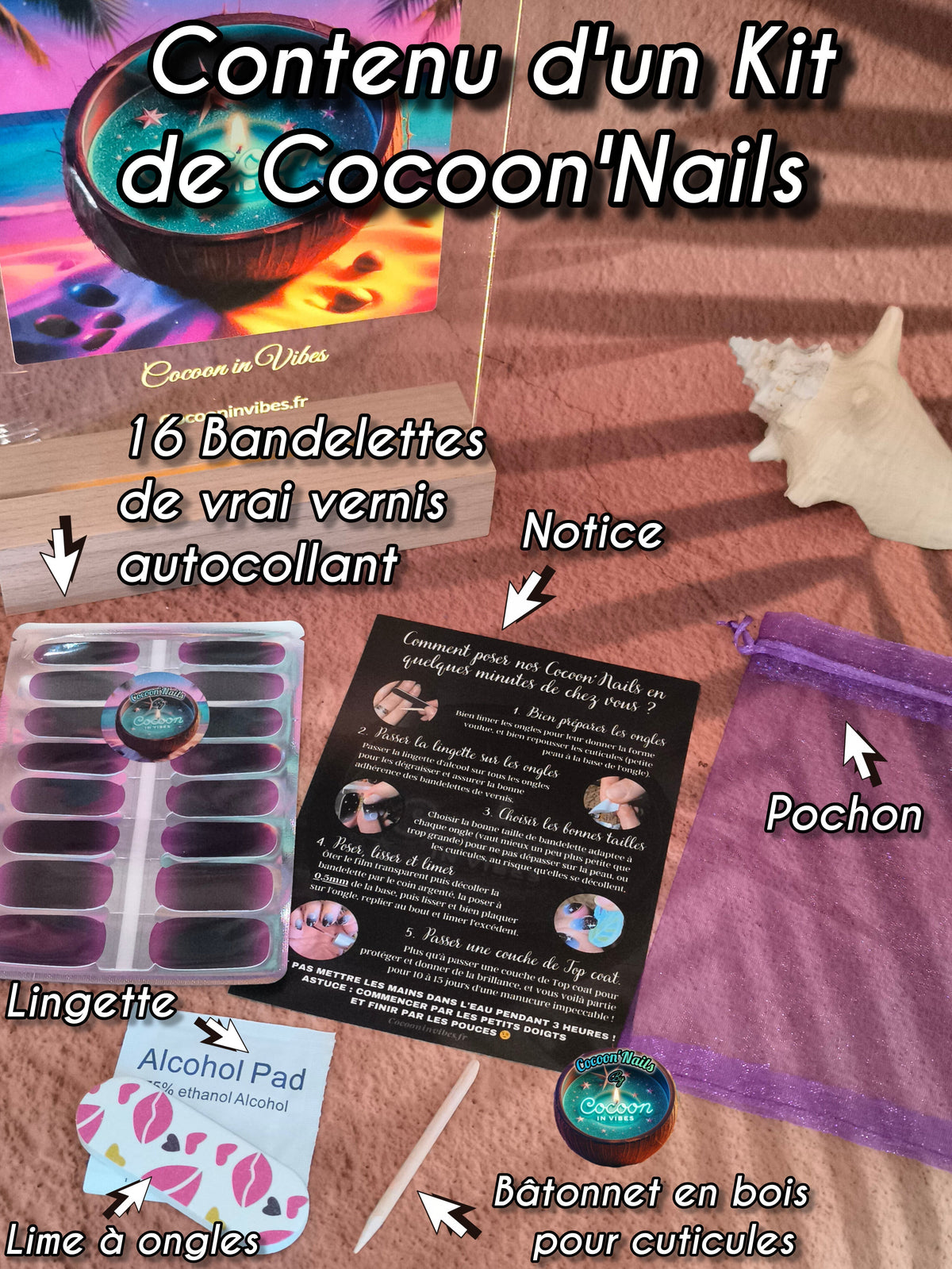 Cocoon’Nails Lagon Mystique – Vernis Autocollant Kit Complet