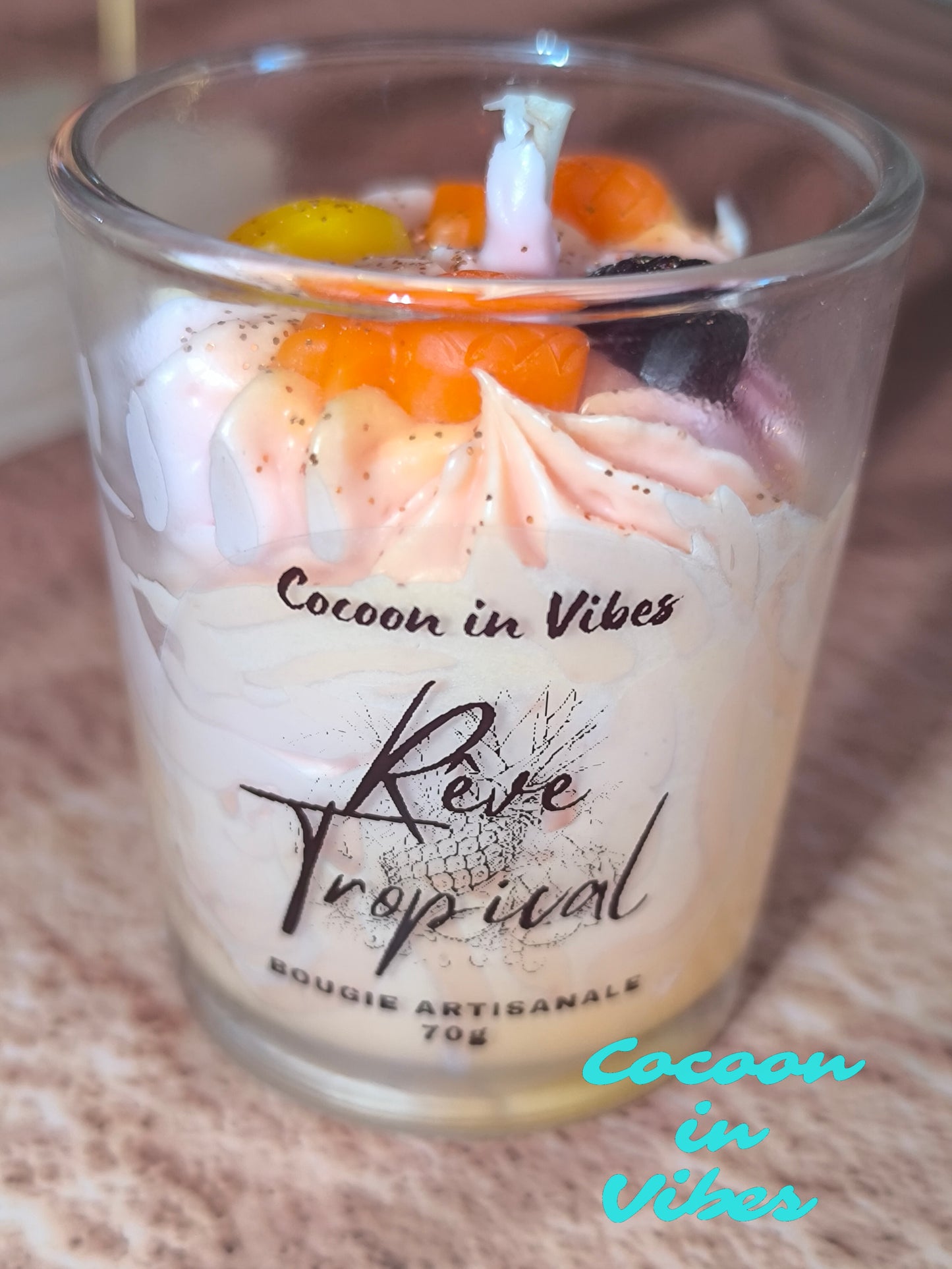 Bougie Gourmande Artisanale – Rêve Tropical 70g