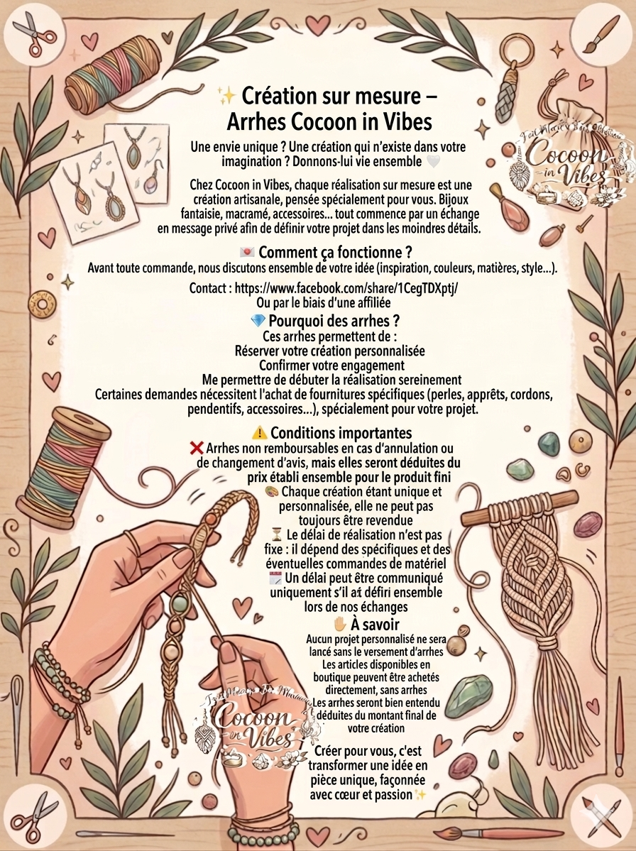 Arrhes pour commande spéciale création personnalisée