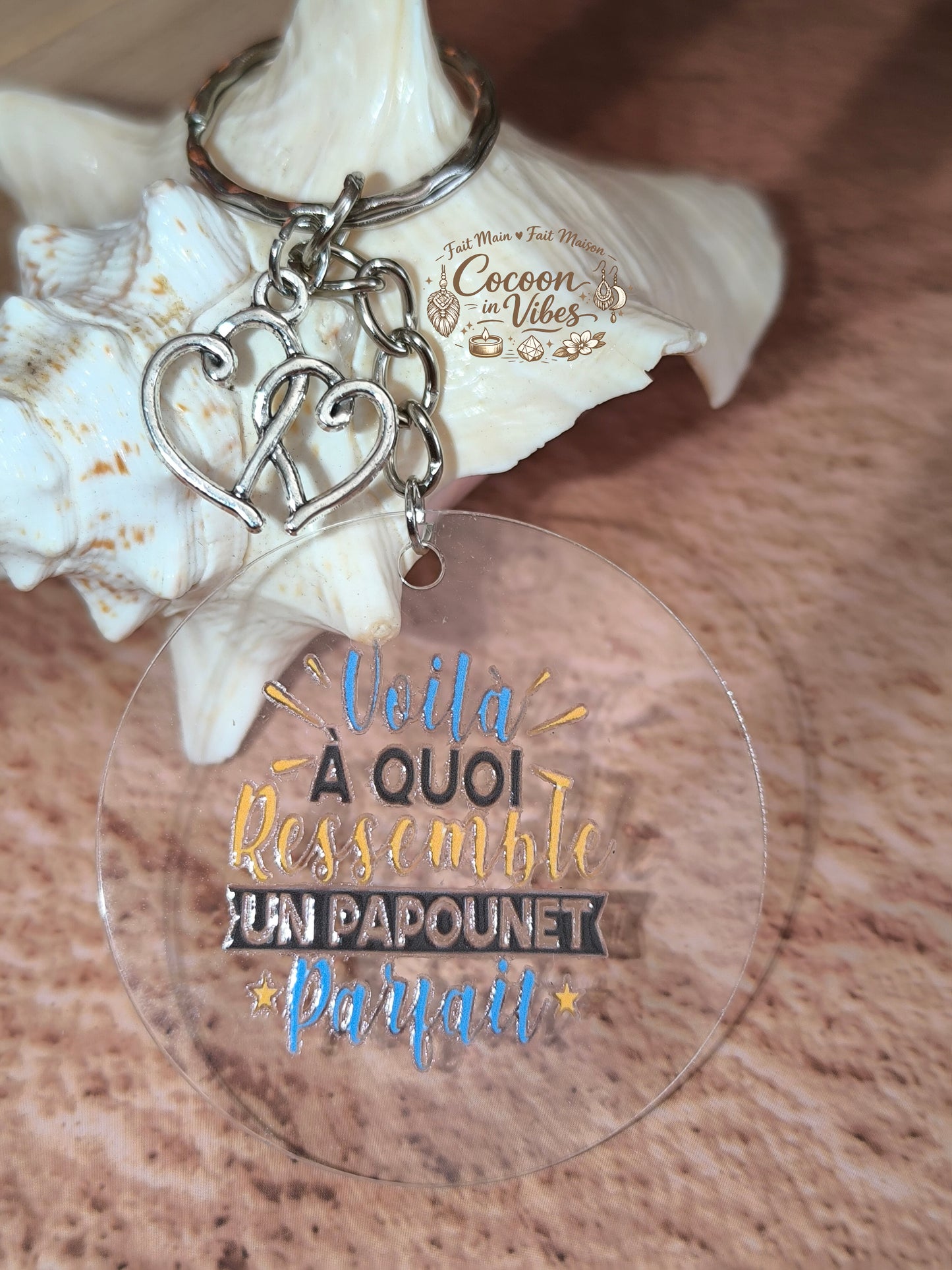 Porte-clé “Le Papounet Parfait” – Modèle unique fait main