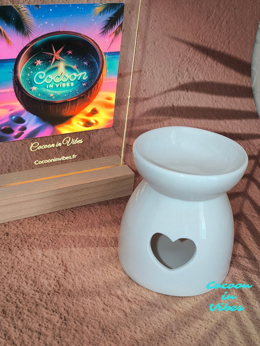 Brûleur Cœur Blanc Éclatant – L’Amour en Lumière