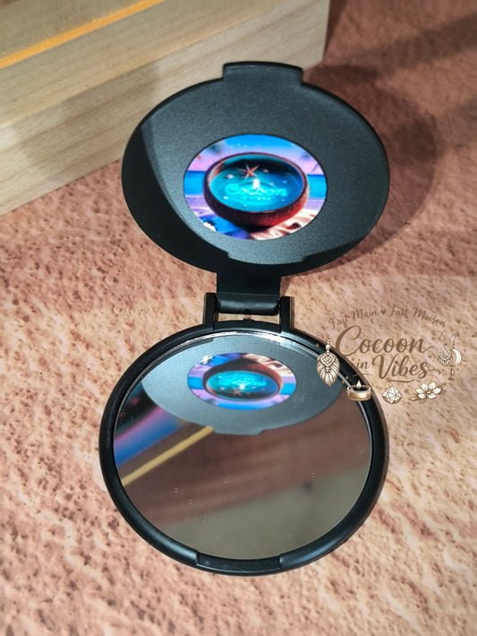 Miroir de poche noir mat “Remerciements – Mots Précieux – Merci pour cette belle année” – Modèle unique
