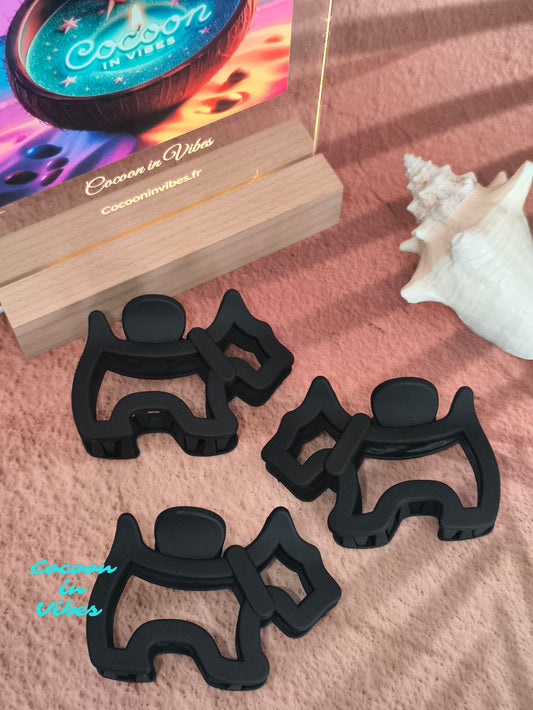 Grande pince cheveux Canaille – Motif chien ajouré – Ébène (8,5 cm x 6 cm)