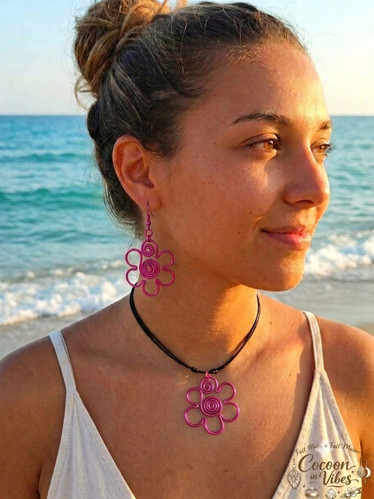 Parure artisanale couleur personnalisée - Collection Fleur Tropicale