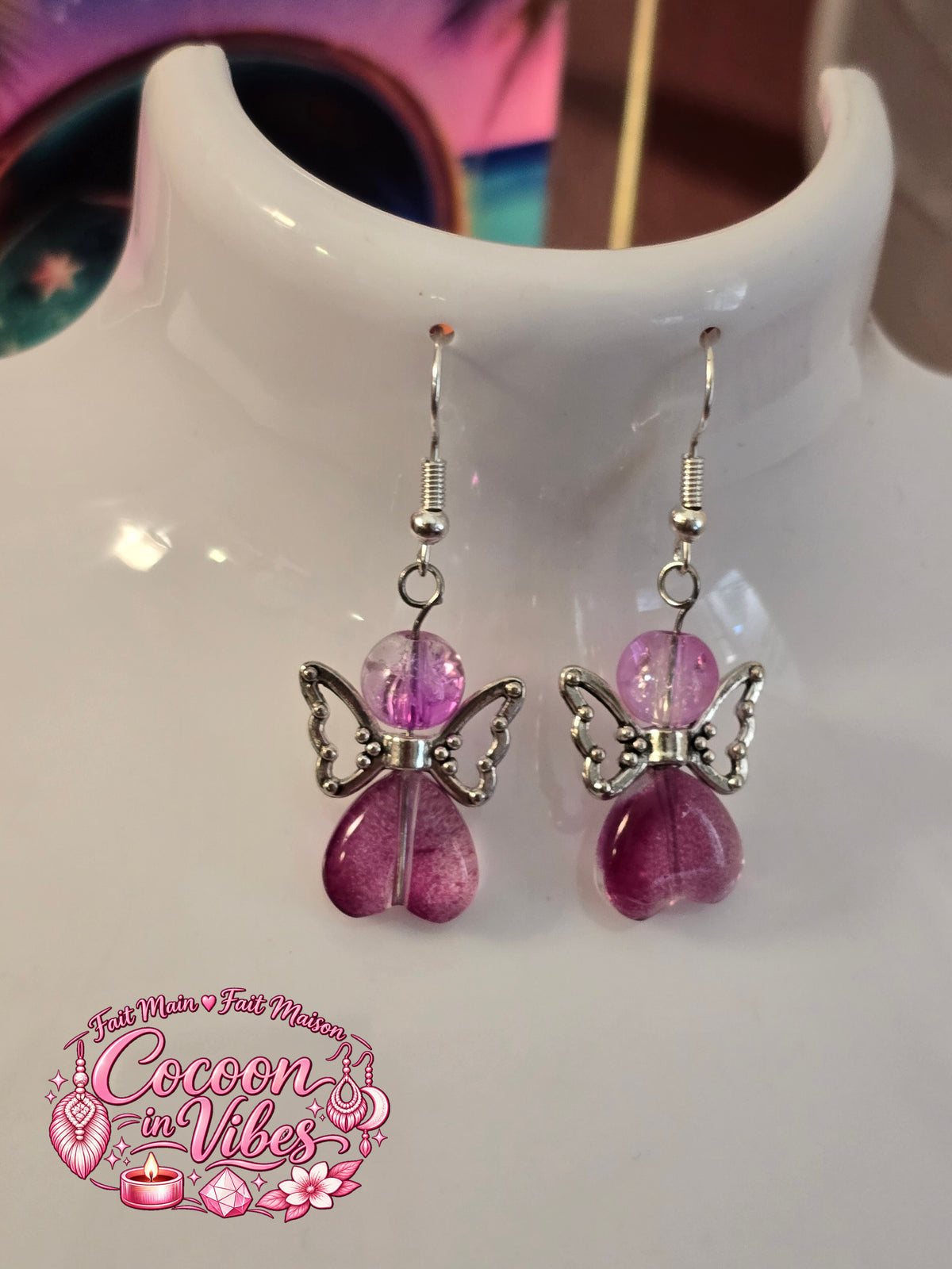 Boucles d’oreilles « Ange Majestueux » – Édition Octobre Rose