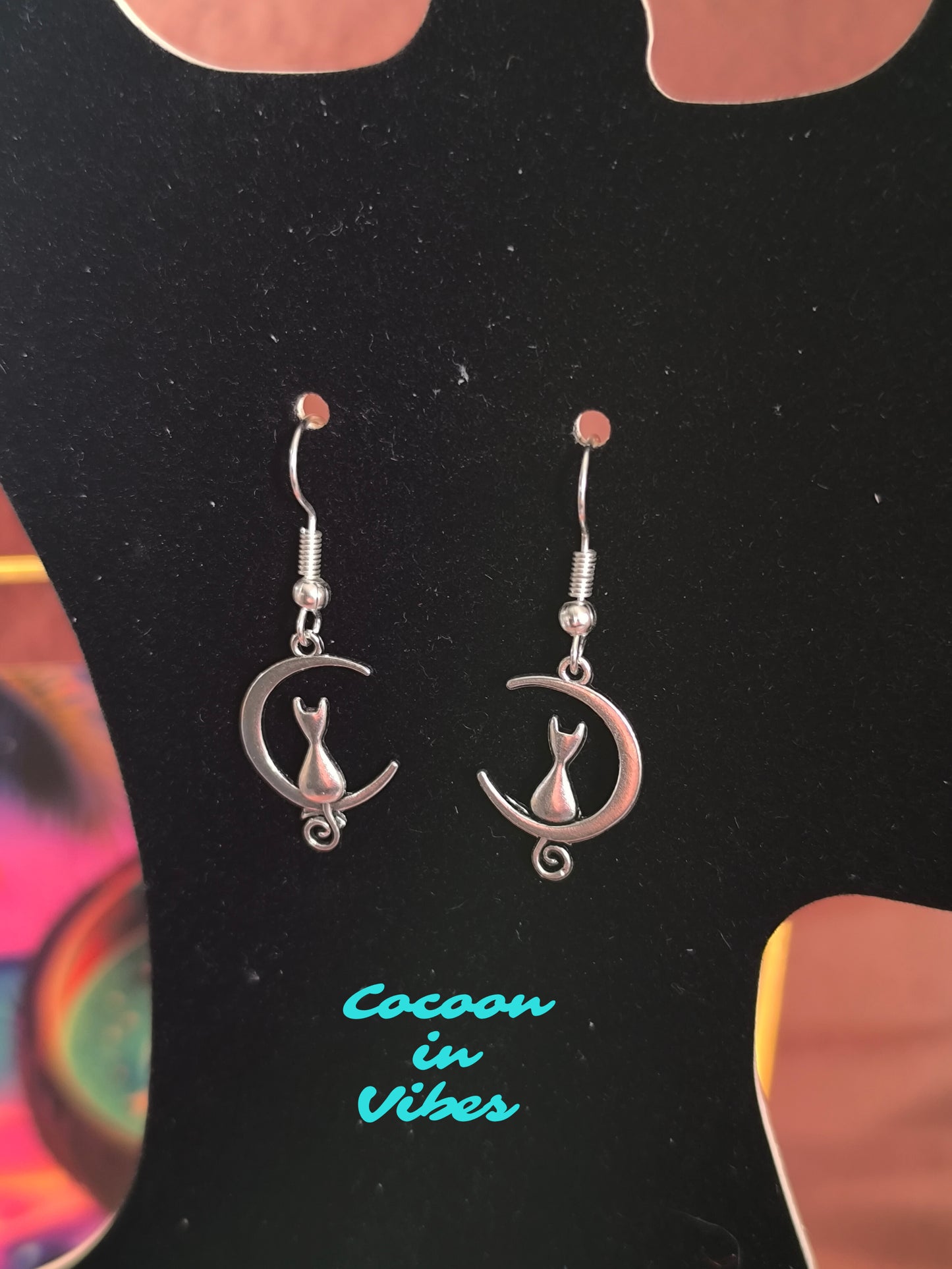 Boucles d’oreilles artisanales chat lune “Féluna” – Acier inoxydable hypoallergénique | Signature by Cocoon in Vibes