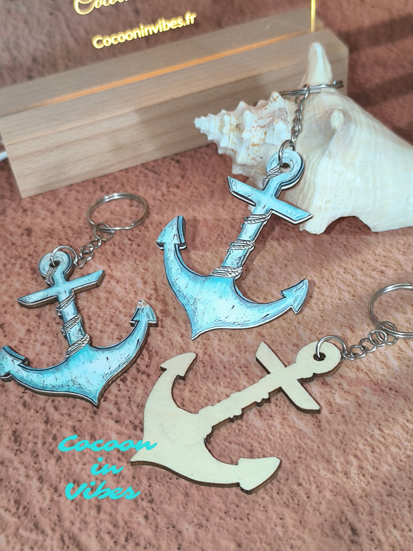Porte-clé artisanal création Cocoon in Vibes – Ancre Marine