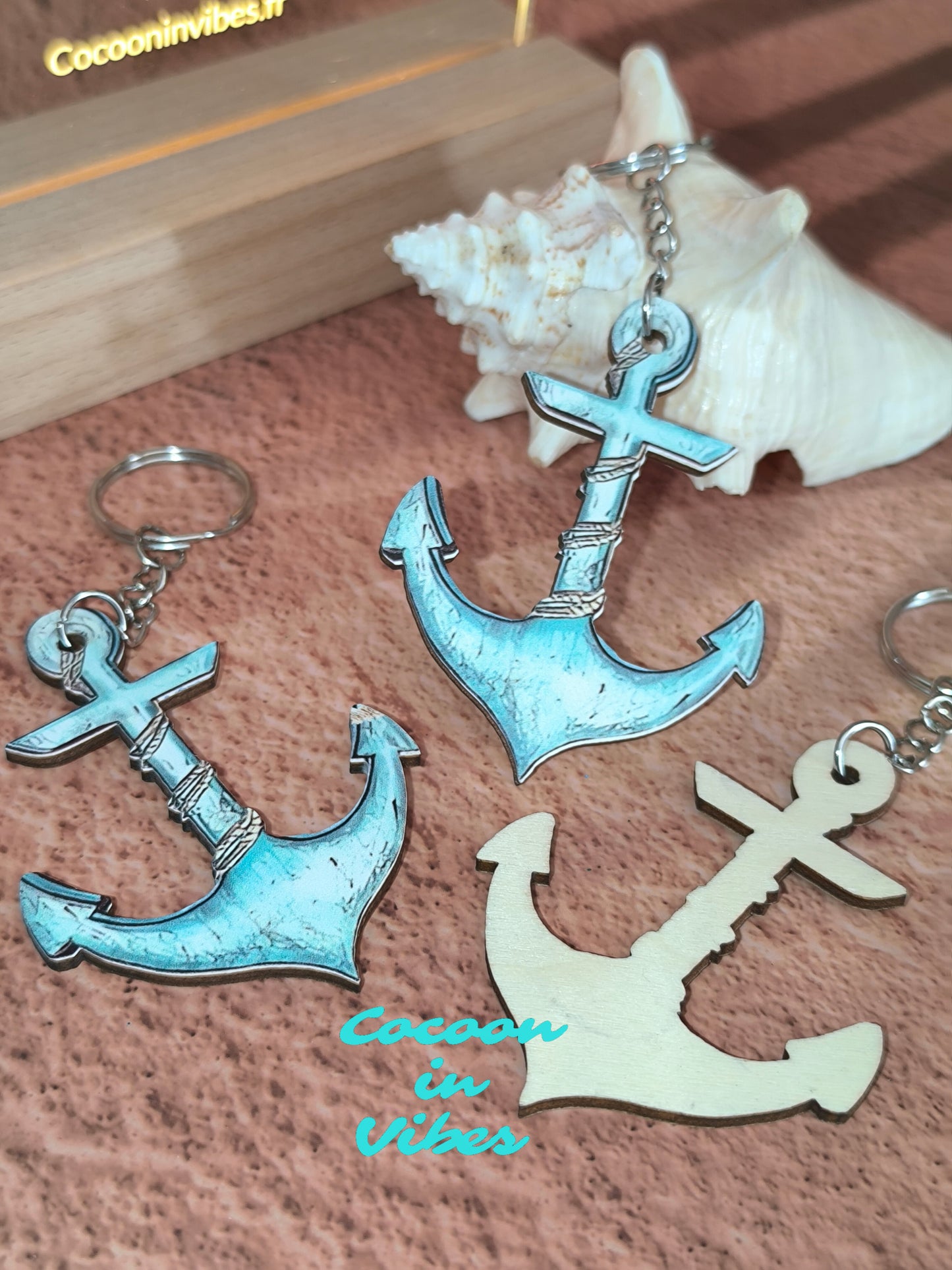 Porte-clé artisanal création Cocoon in Vibes – Ancre Marine