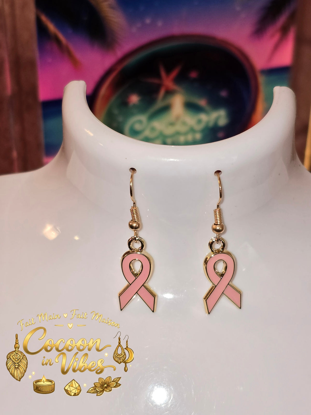 Boucles d’oreilles « Ruban d'Espoir » – Édition Octobre Rose