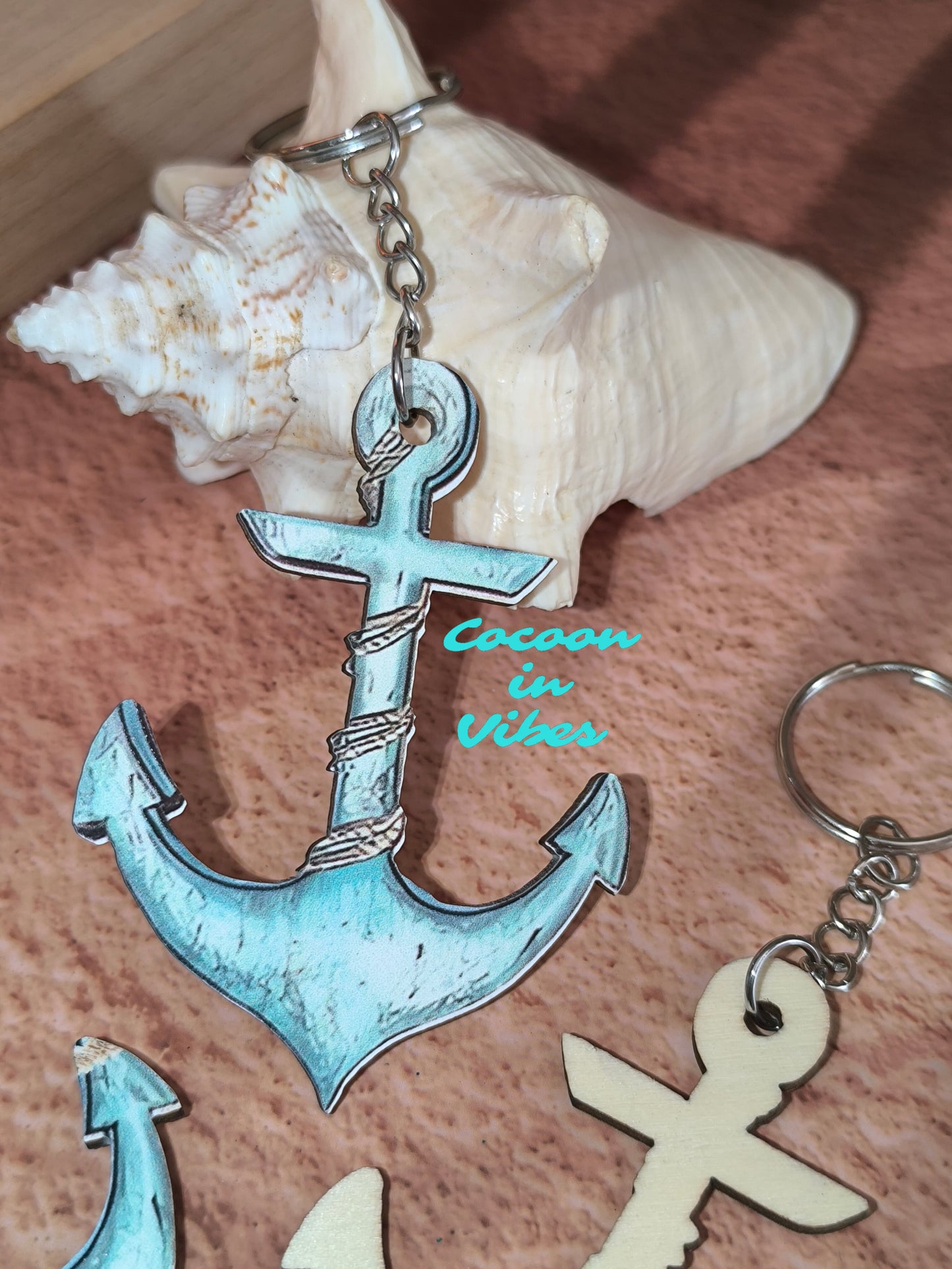 Porte-clé artisanal création Cocoon in Vibes – Ancre Marine