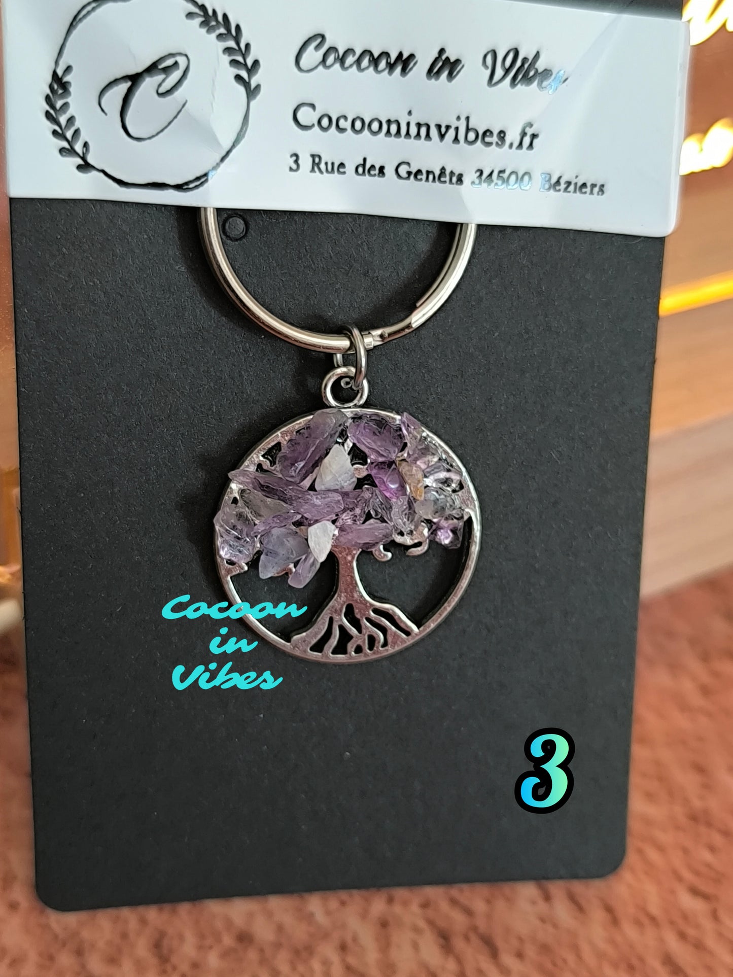 Porte-clés Arbre de Vie & pierres colorées – Un éclat de symbolique à emporter partout