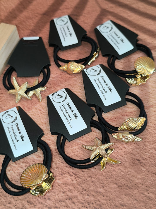 Lot de 2 gros Élastiques avec Bijoux Coquillage serti