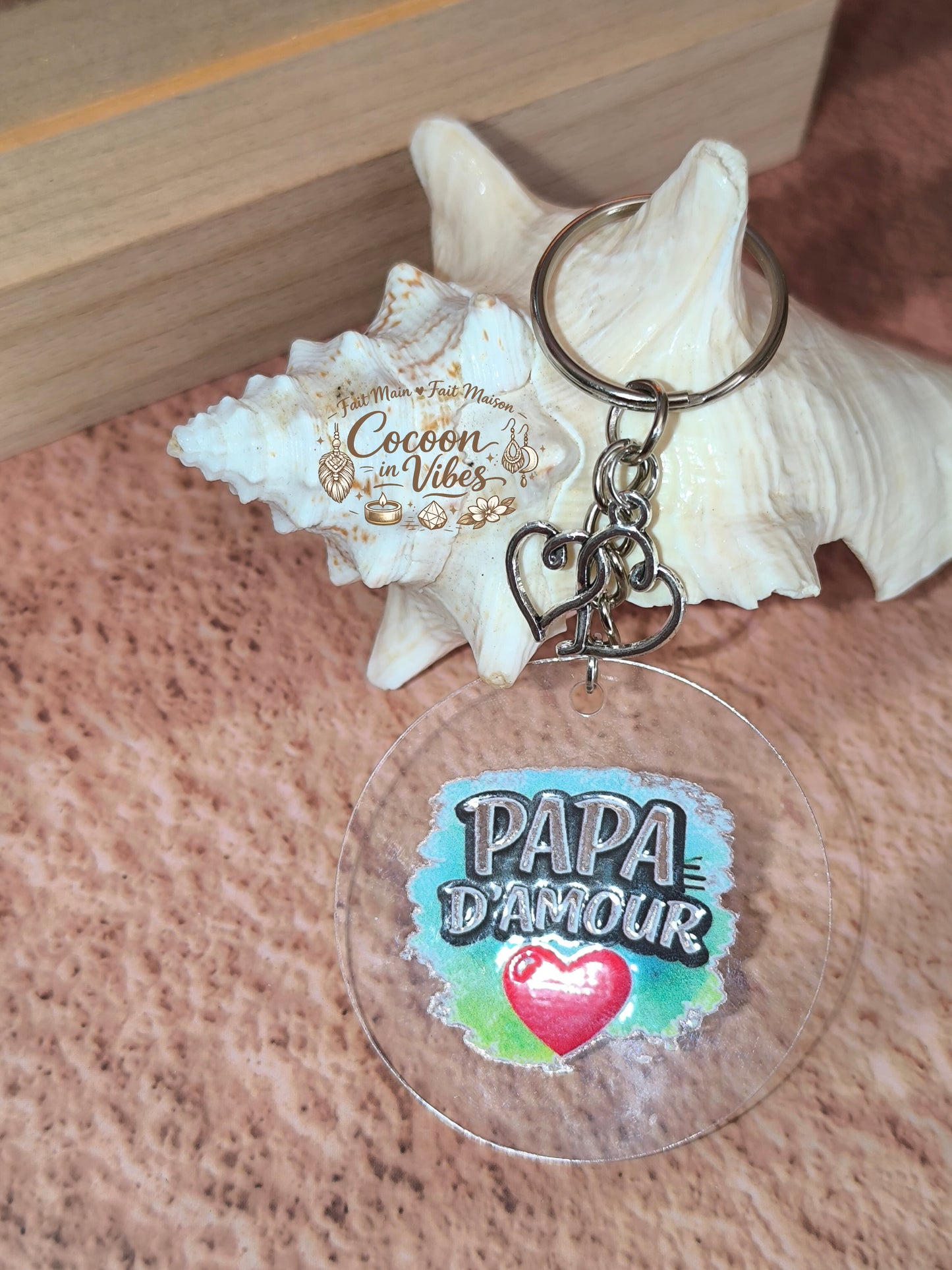 Porte-clé “Papa d'amour” – Modèle unique fait main