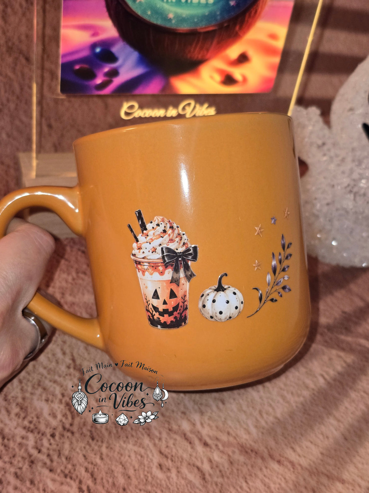 Mug Artisanal XXL Orange "Boo To You" Halloween (400 ml) – Pièce unique Cocoon in Vibes