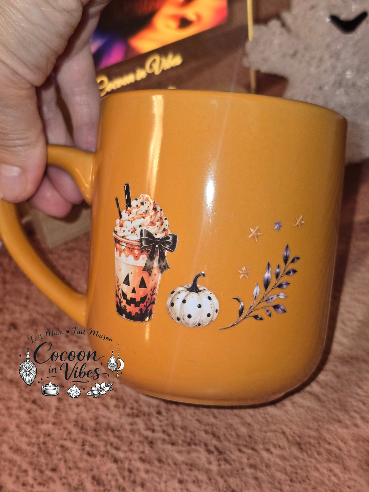 Mug Artisanal XXL Orange "Boo To You" Halloween (400 ml) – Pièce unique Cocoon in Vibes