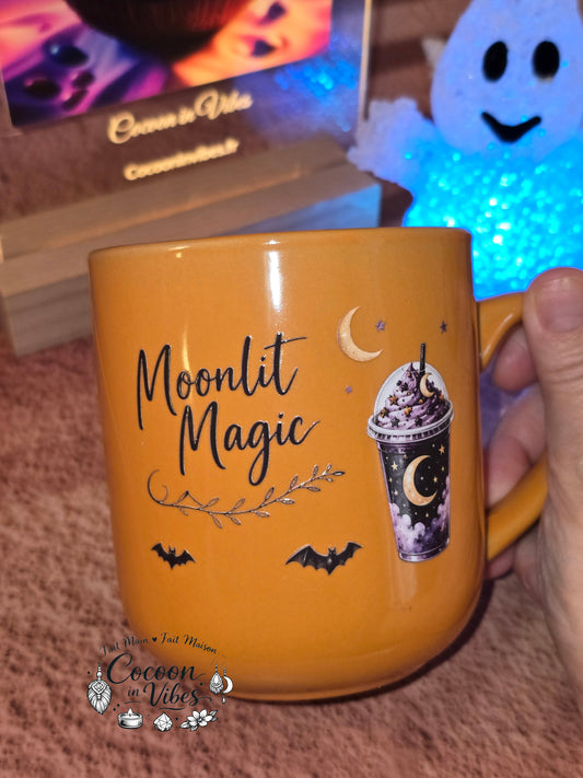 Mug Artisanal XXL Orange "Moonlit Magic" Halloween & Automne (400 ml) – Pièce unique Cocoon in Vibes
