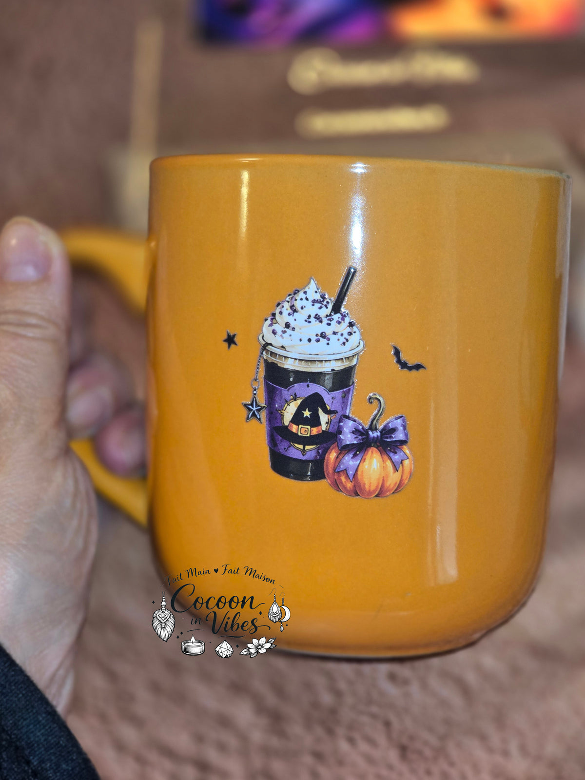 Mug Artisanal XXL Orange "Moonlit Magic" Halloween & Automne (400 ml) – Pièce unique Cocoon in Vibes
