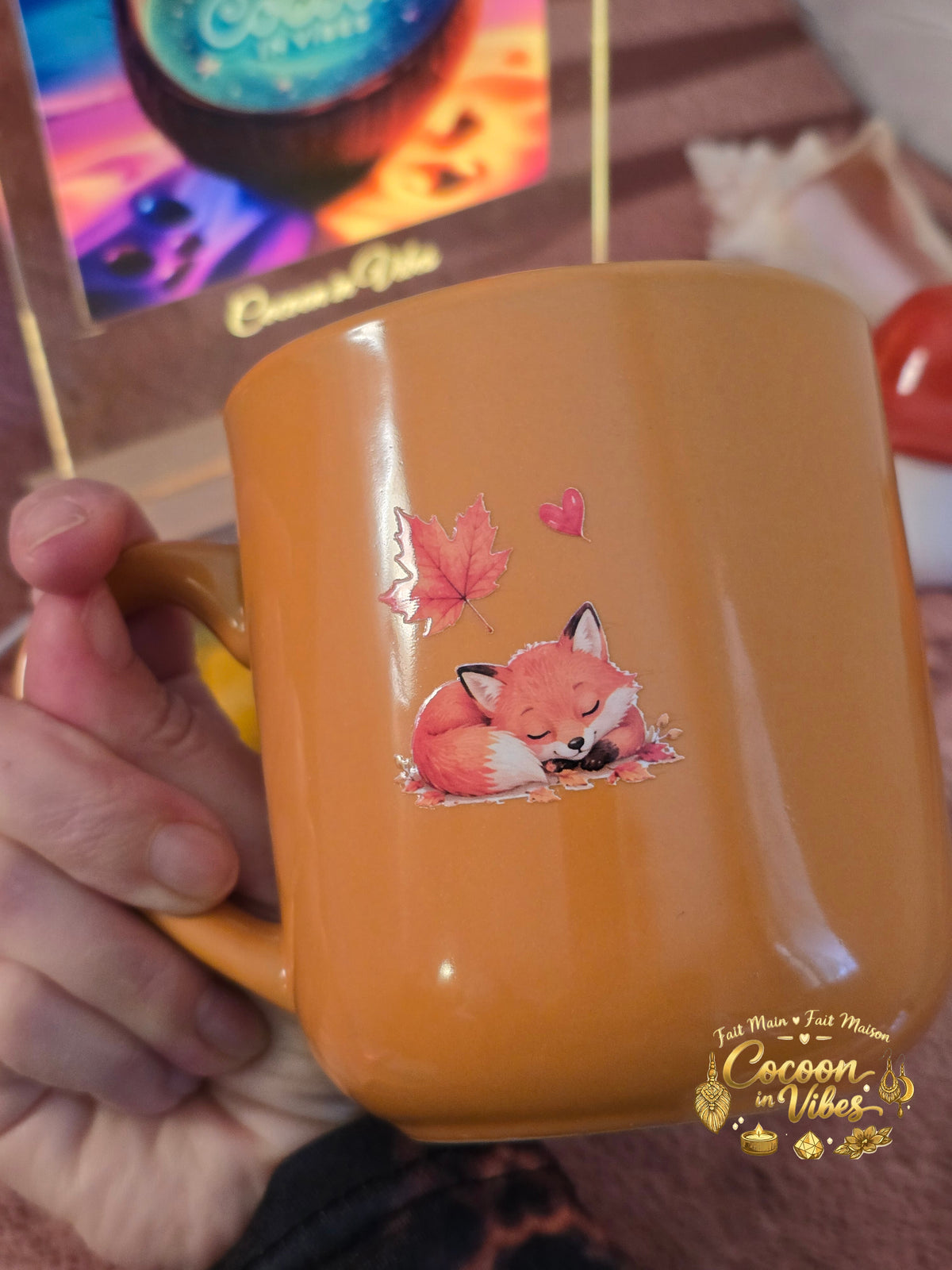 Mug Artisanal XXL Orange "Hello Autumn" Automne & Cocooning (400 ml) – Pièce unique Cocoon in Vibes