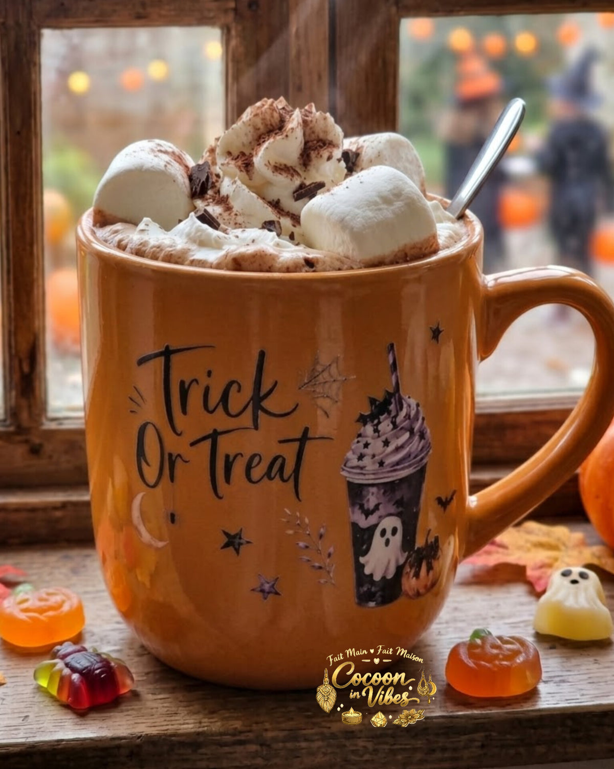 Mug Artisanal XXL Orange "Trick Or Treat" Halloween & Automne (400 ml) – Pièce unique Cocoon in Vibes