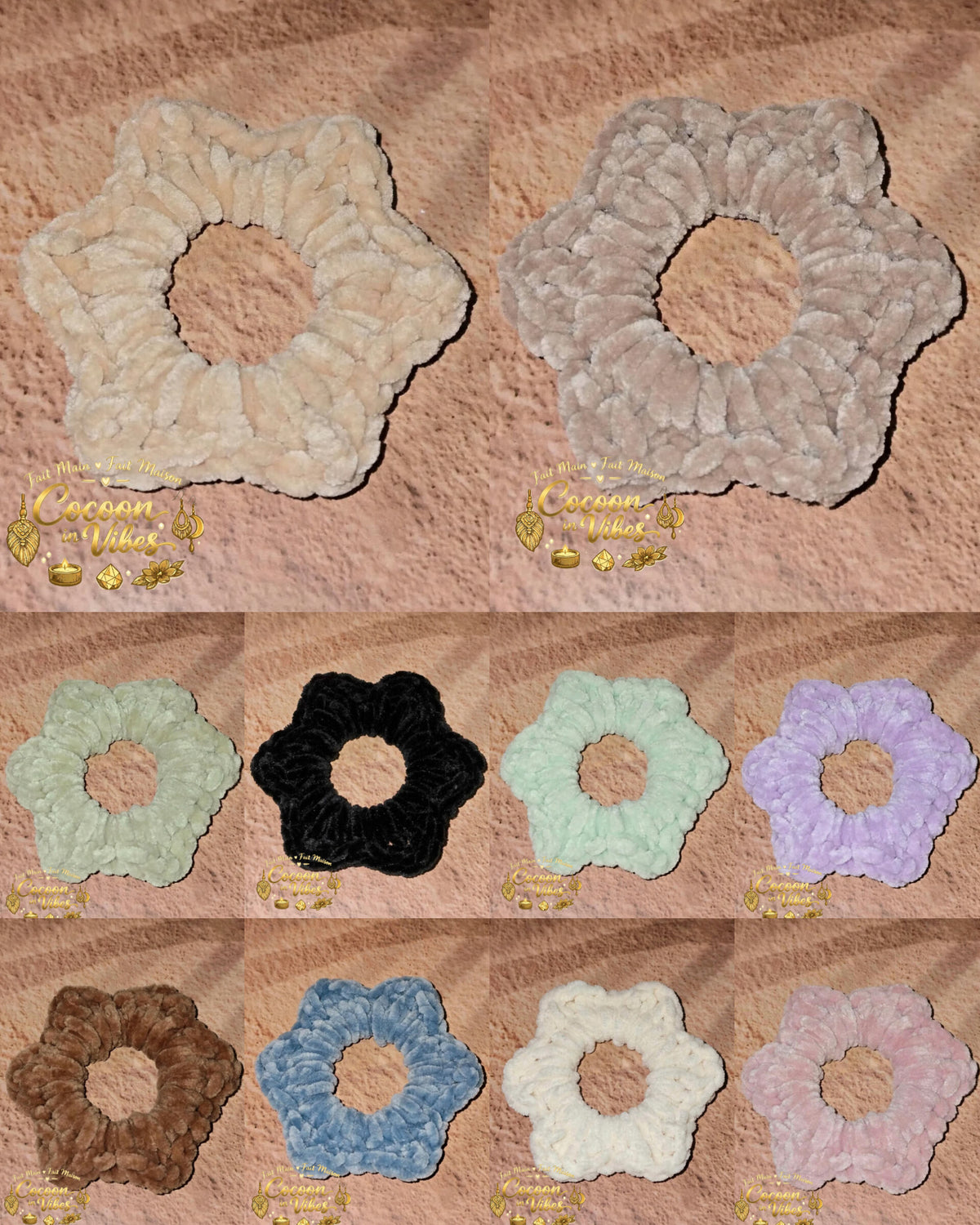 Chouchou Fleur 6 Pétales Tout Doux – Création artisanale au crochet Cocoon in Vibes