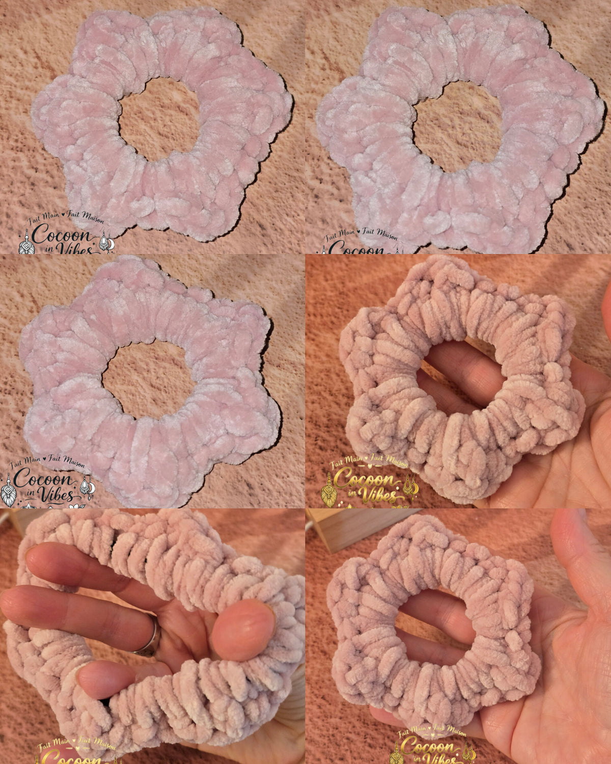 Chouchou Fleur 6 Pétales Tout Doux – Création artisanale au crochet Cocoon in Vibes