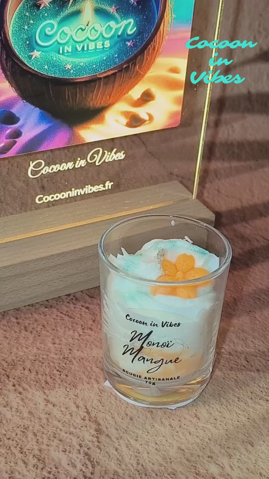 Bougie Gourmande Artisanale 70 g – Monoï Mangue