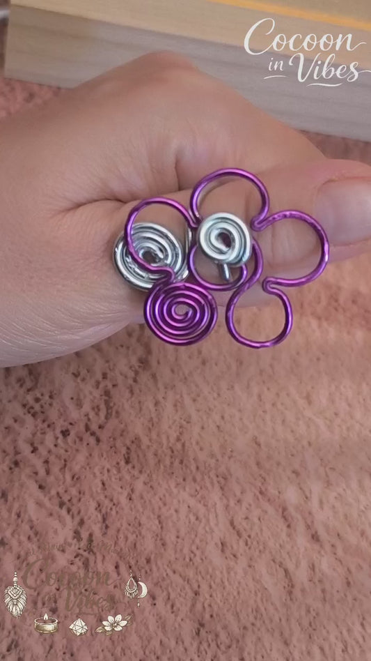 Bague Anti-Stress "Fleur d'Ondes Tropicales" – 100% Artisanale & Double Niveau