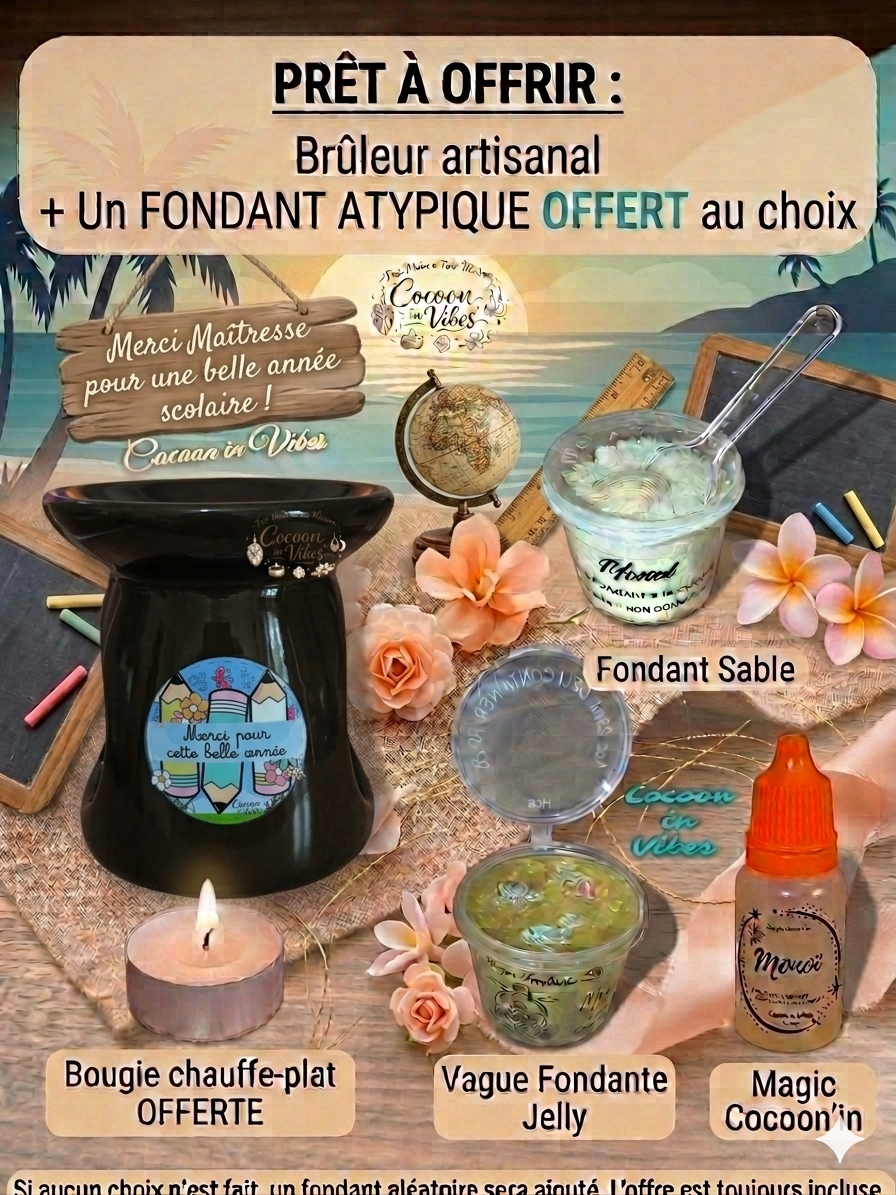 Brûleur Merci pour cette belle année Chocolat Brillant + 1 Fondant OFFERT – Pièce unique, création artisanale Cocoon in Vibes
