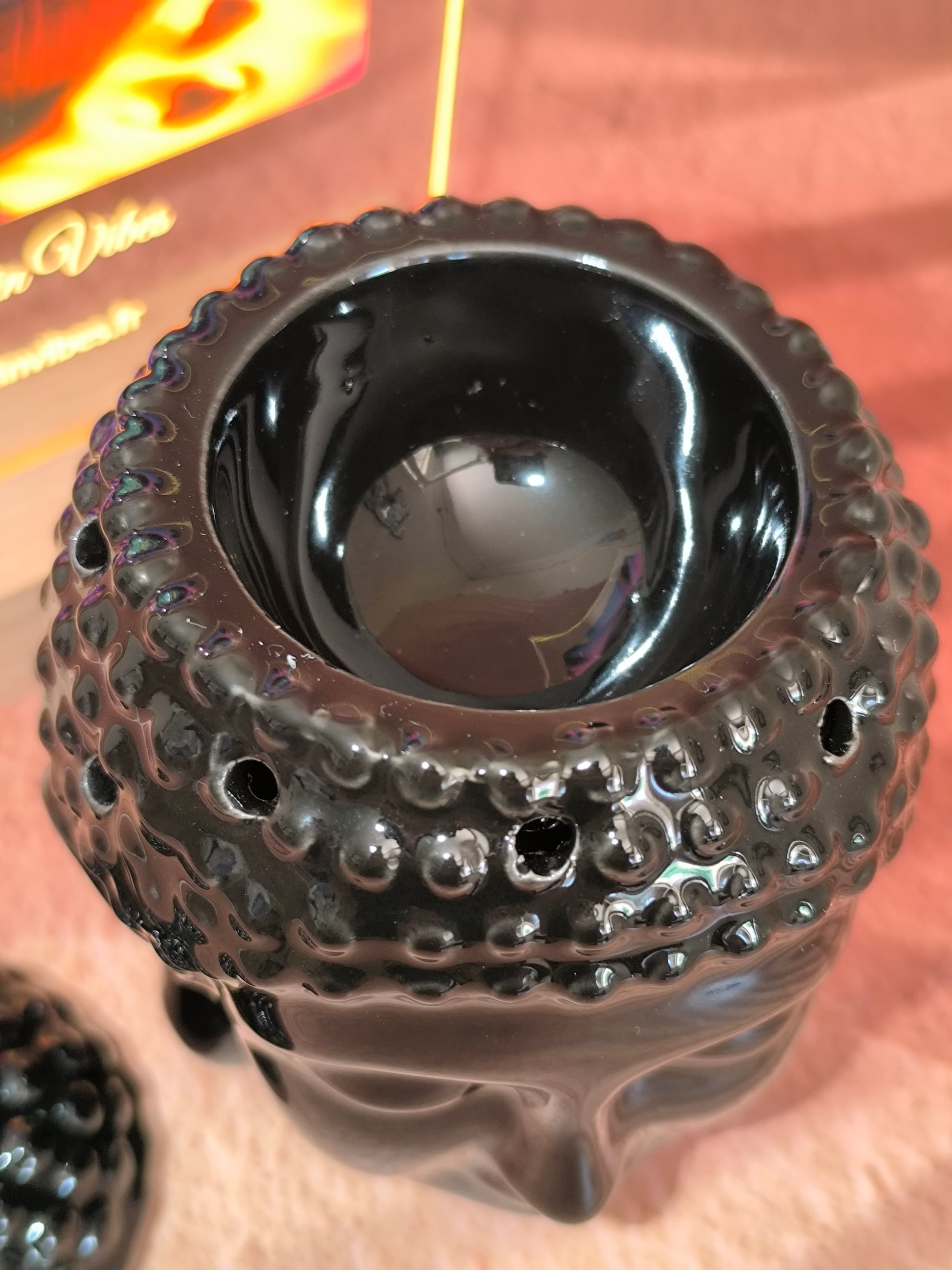 Brûleur en Céramique – Tête de Bouddha Dhyana Noir