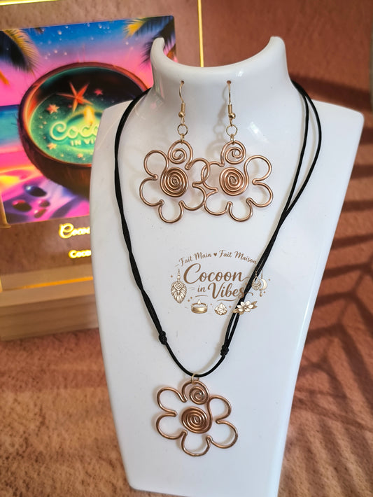 Parure artisanale couleur personnalisée - Collection Fleur Tropicale