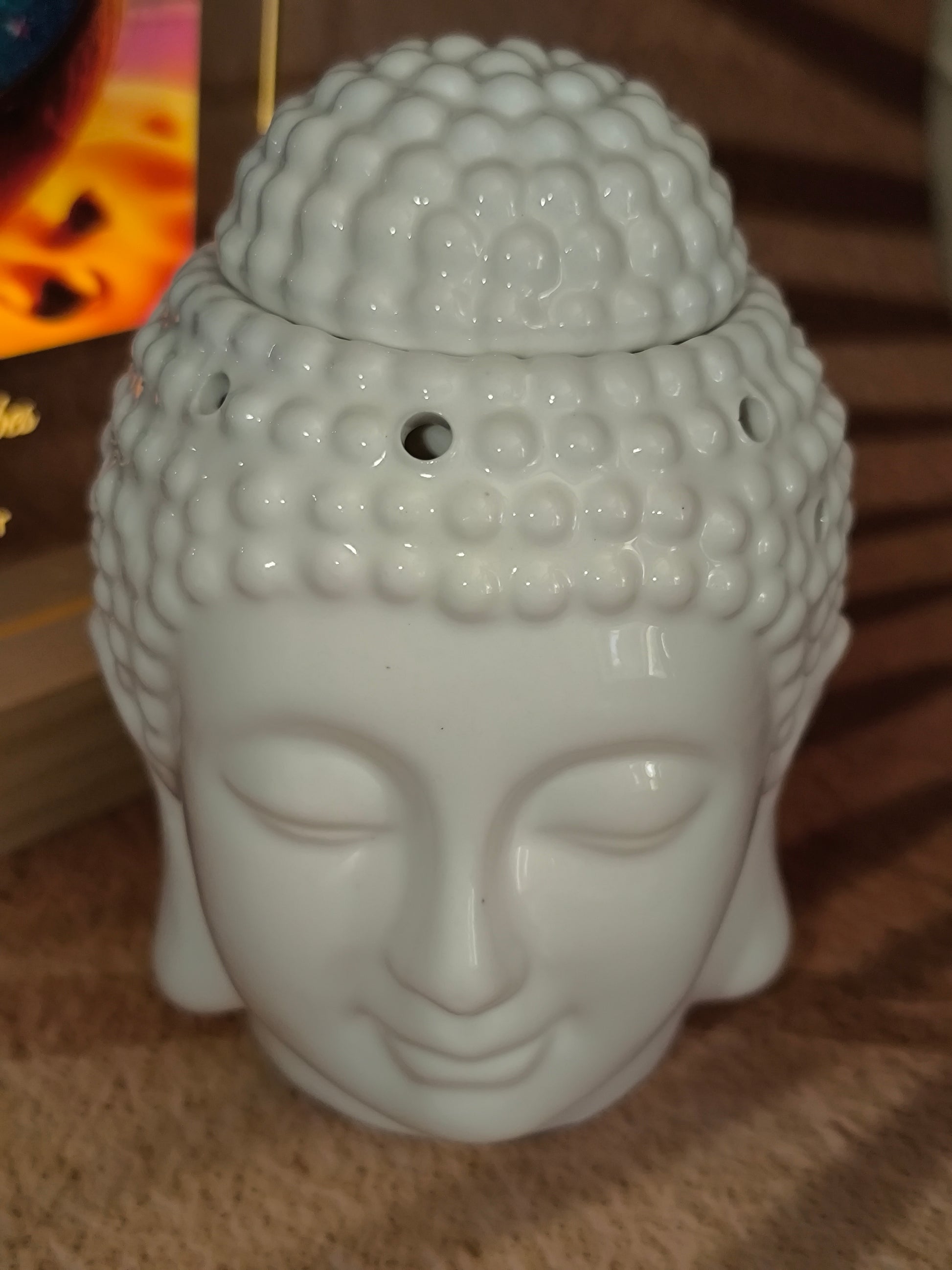 Brûleur en Céramique – Tête de Bouddha Dhyana Blanc