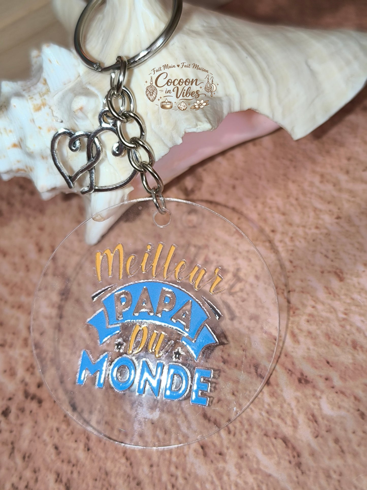 Porte-clé “Meilleur Papa du Monde” – Modèle unique fait main