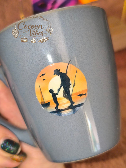 Tasse "Fête des Pères" Bleu Gris – JE T'AIME PAPA – Pièce unique, création artisanale Cocoon in Vibes