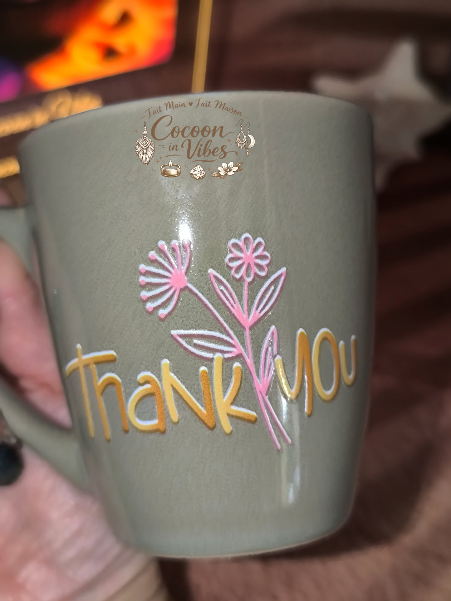 Tasse "Fin d'année scolaire" Beige – THANK YOU – Pièce unique, création artisanale Cocoon in Vibes