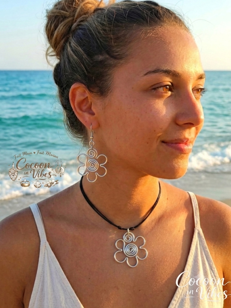 Parure artisanale couleur personnalisée - Collection Fleur Tropicale