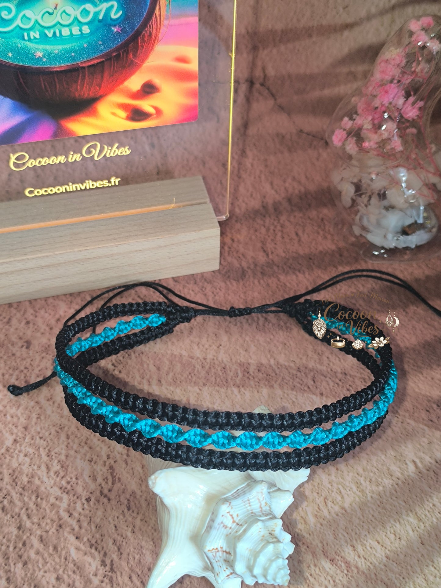 Ras de cou triple en macramé “Lagon Tressé” – Création fait main & couleurs au choix