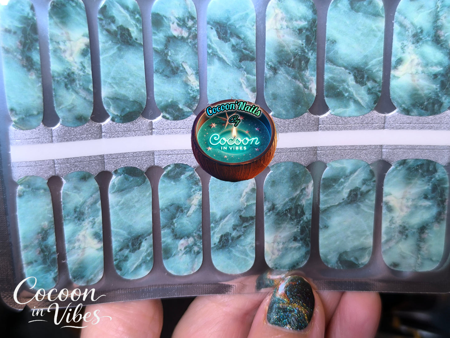 Cocoon’Nails Lagon Turquoise – Vernis Autocollant Kit Complet