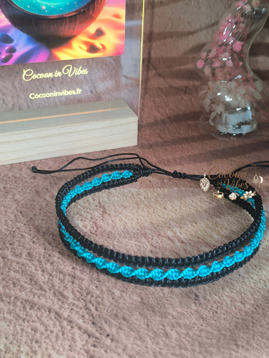Ras de cou triple en macramé “Lagon Tressé” – Création fait main & couleurs au choix