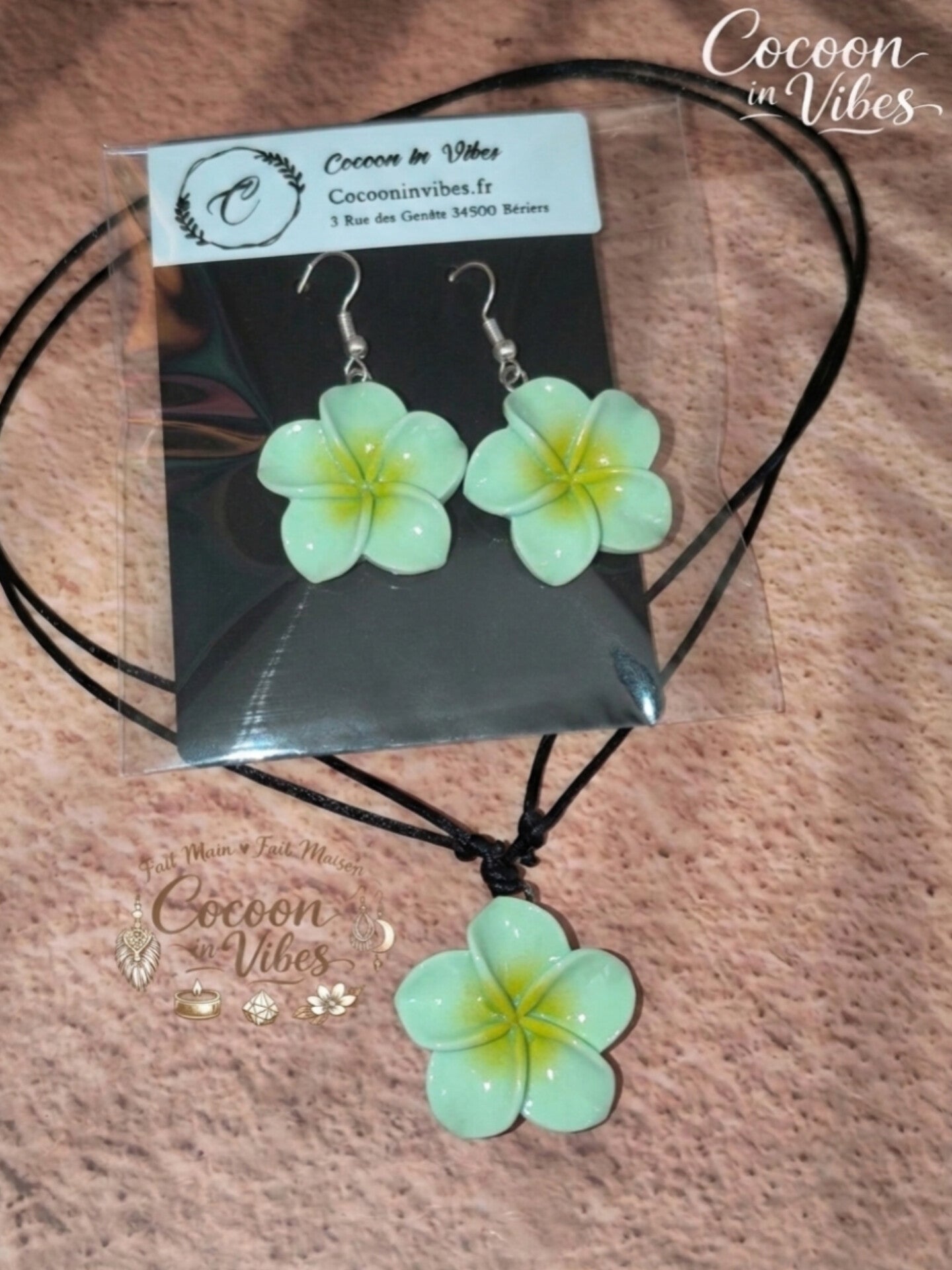 Collier Ras-de-cou & Parure Fleur de Monoï - Fait Main