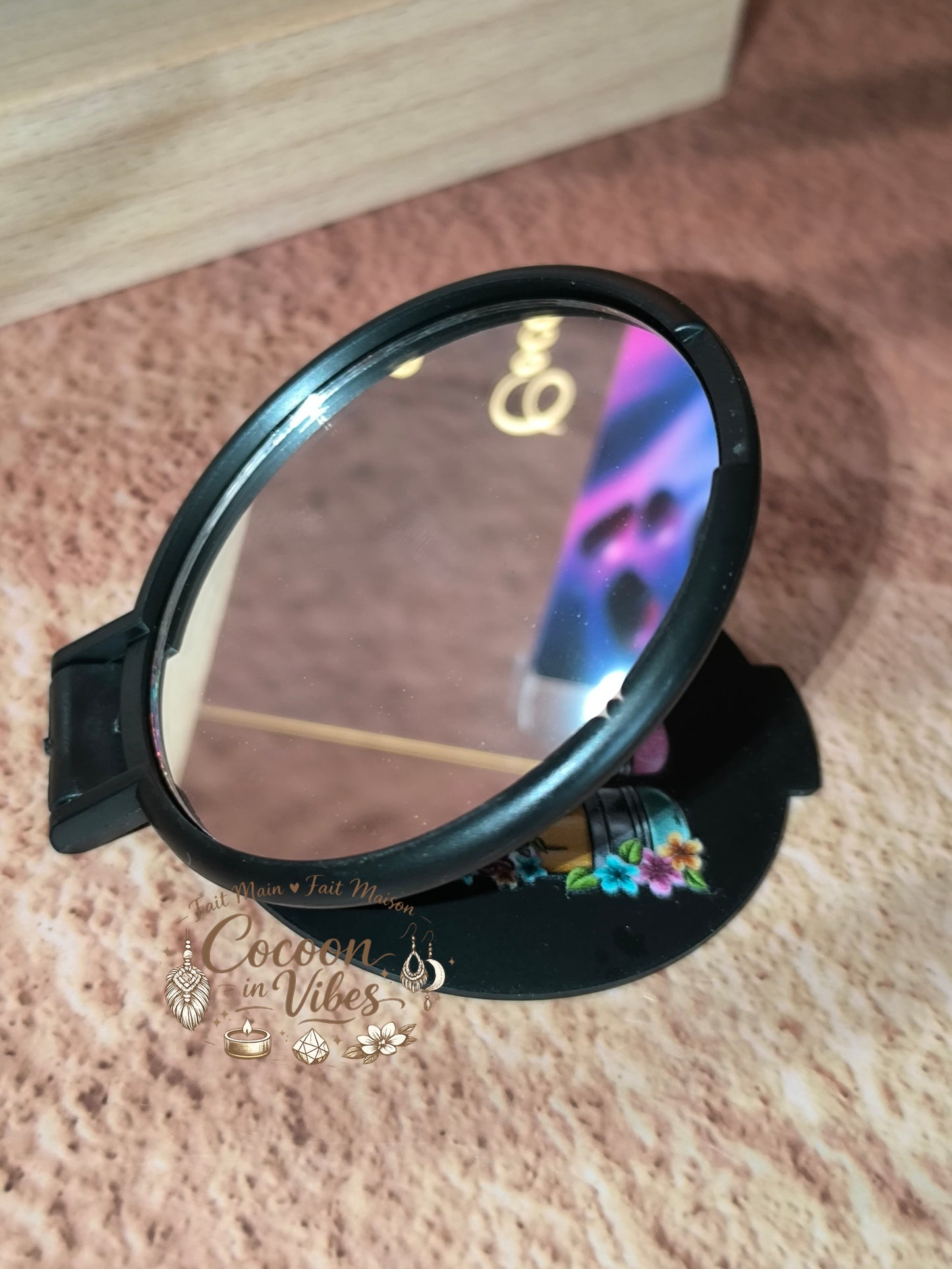 Miroir de poche noir mat “Remerciements – Mots Précieux – Merci pour cette belle année” – Modèle unique