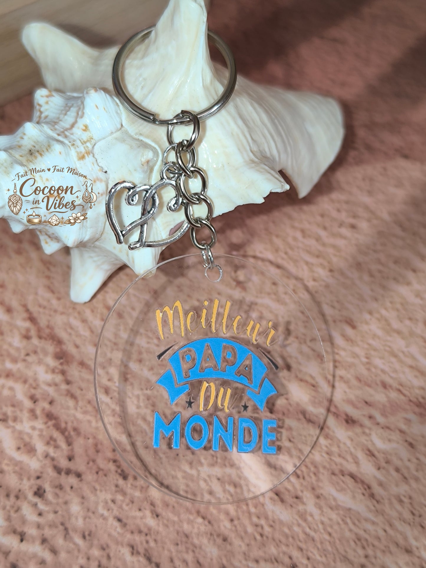 Porte-clé “Meilleur Papa du Monde” – Modèle unique fait main