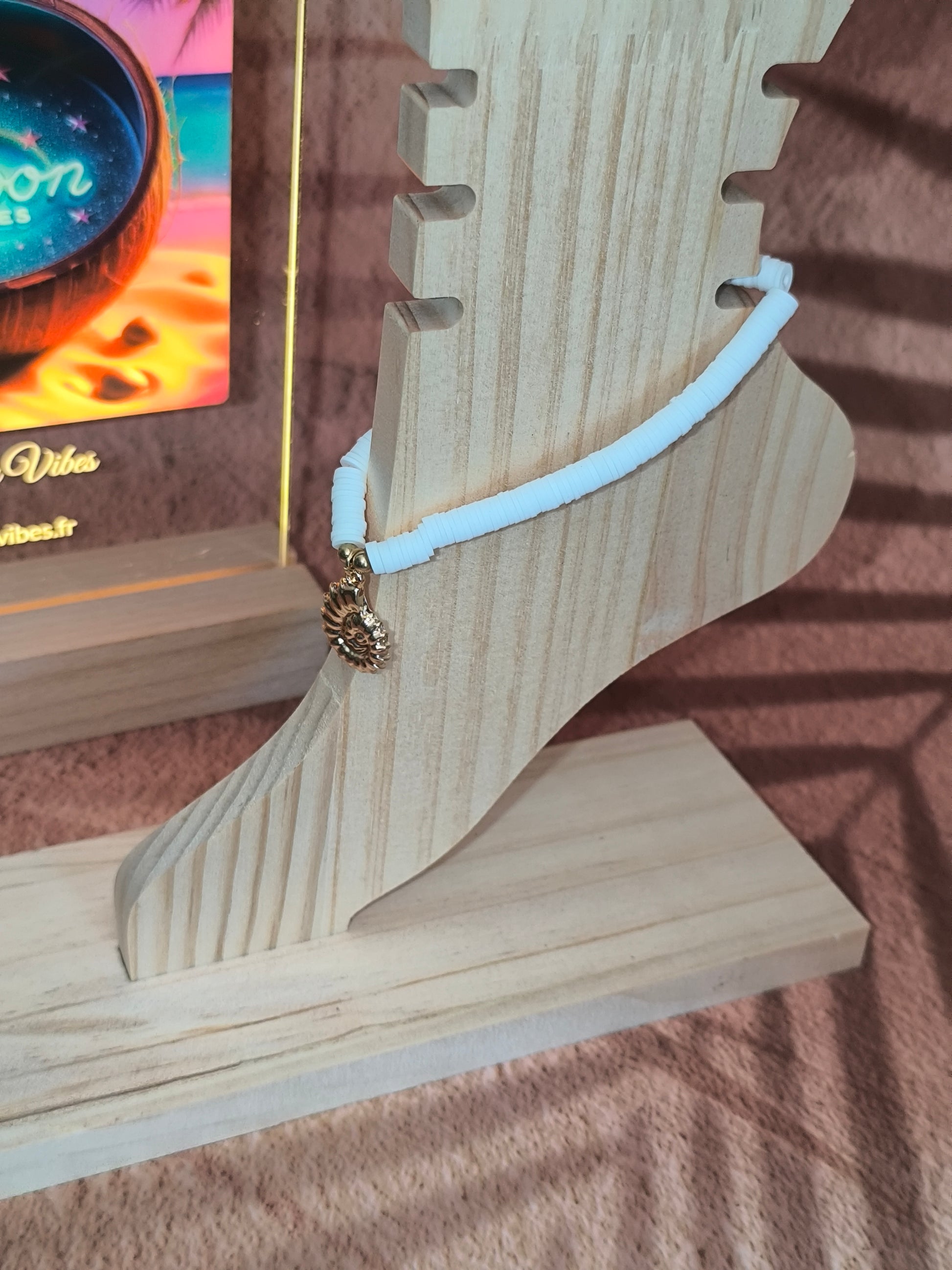 Chaine de Cheville Bohème – Turquoise, Céramique & Pendentifs Marins