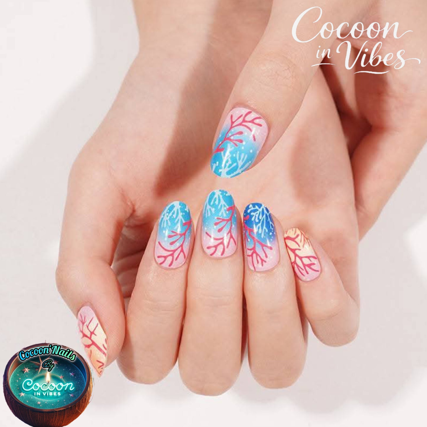 Cocoon’Nails Corail Paradise – Vernis Autocollant Kit Complet