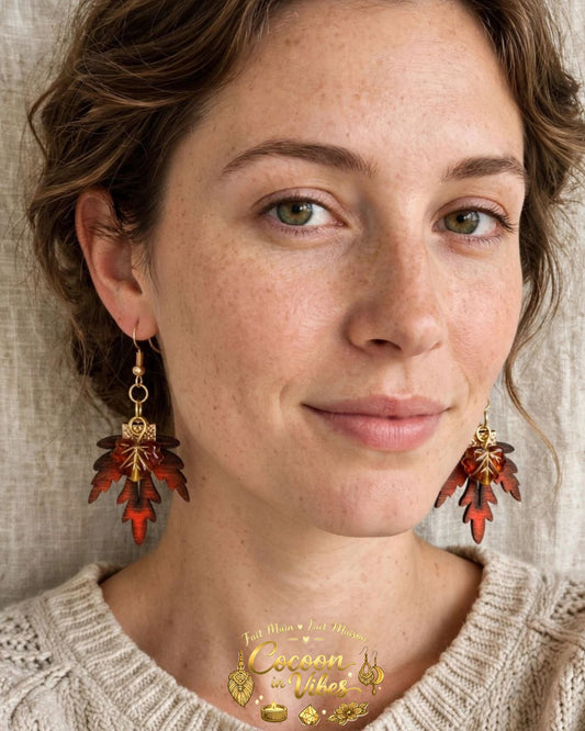 Boucles d'oreilles Artisanales en Bois « Feuille d'Érable Automnale »