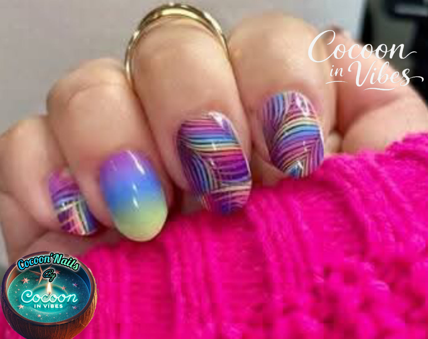 Cocoon’Nails - Vernis Autocollant Tropical Rainbow - Kit complet