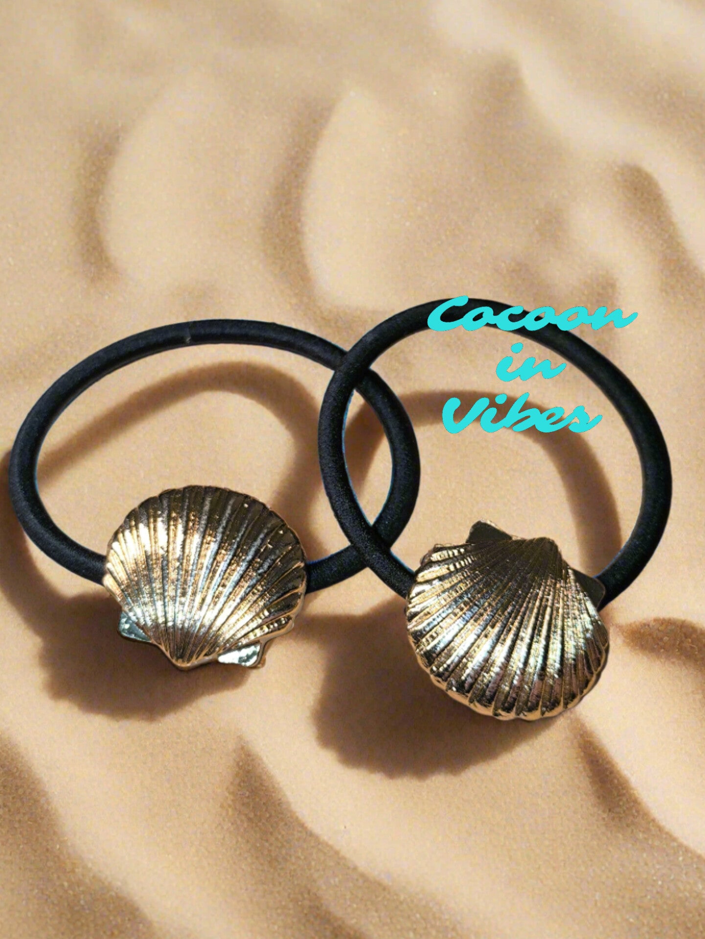 Lot de 2 gros Élastiques avec Bijoux Coquillage serti