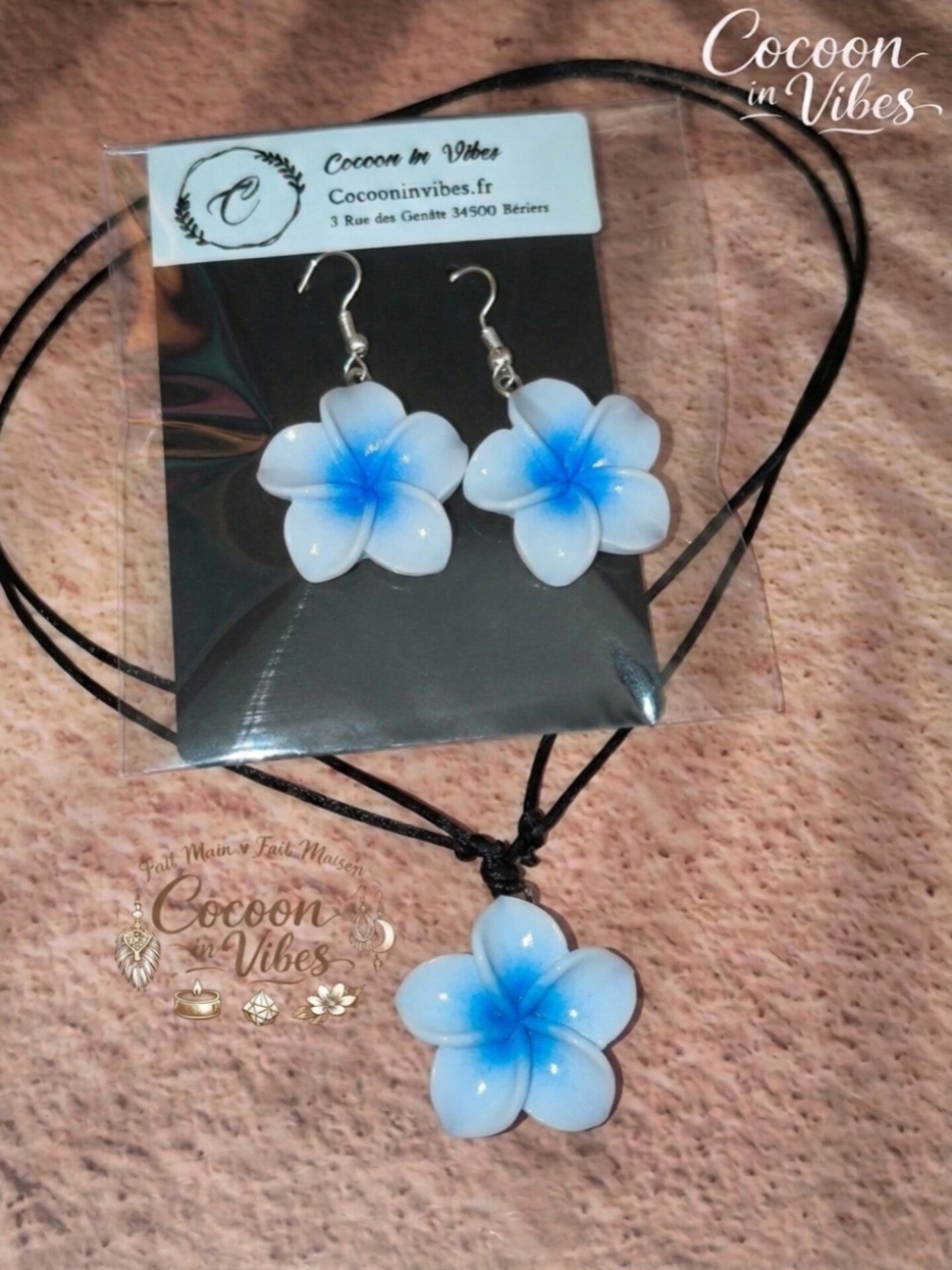 Collier Ras-de-cou & Parure Fleur de Monoï - Fait Main